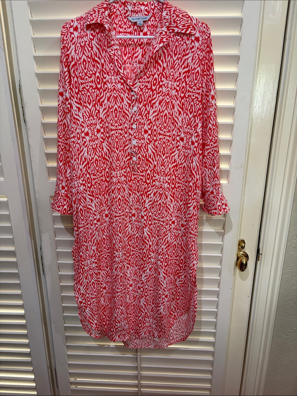 La mer luxe Orange and white shirt dress.Size small NWT